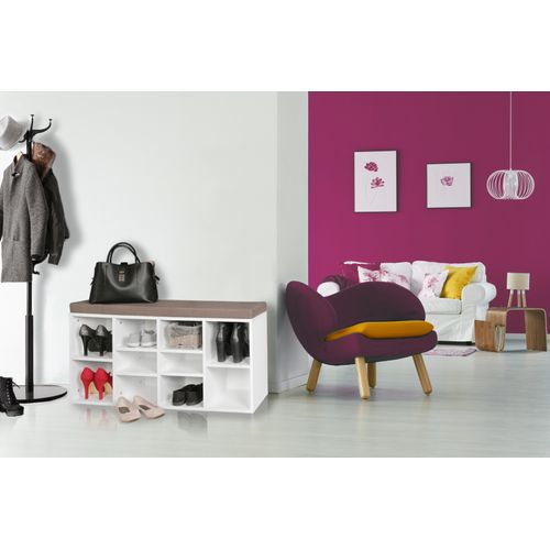 Commode De Chaussures Bois 103,5x53x30 Cm Banque De Chaussures 10 Paires Blanc