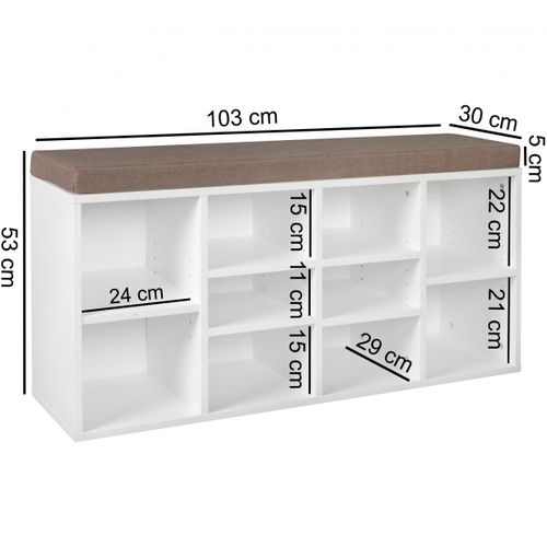 Commode De Chaussures Bois 103,5x53x30 Cm Banque De Chaussures 10 Paires Blanc
