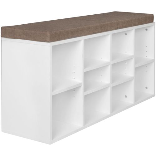 Commode De Chaussures Bois 103,5x53x30 Cm Banque De Chaussures 10 Paires Blanc