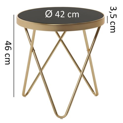 Table D'appoint Daina Verre Métal Ø 42 Cm Table De Salon Table Basse Or