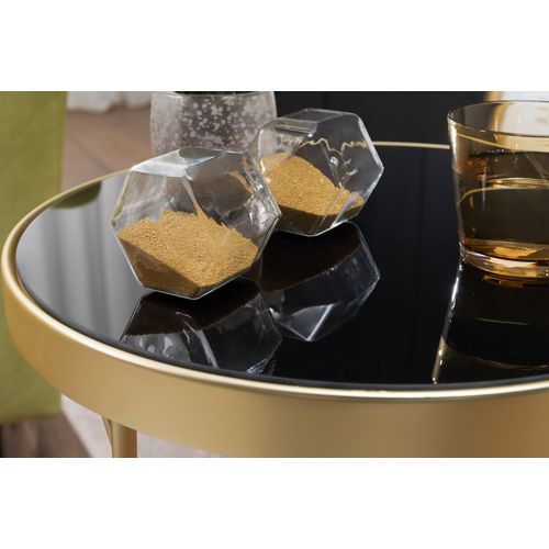 Table D'appoint Daina Verre Métal Ø 42 Cm Table De Salon Table Basse Or