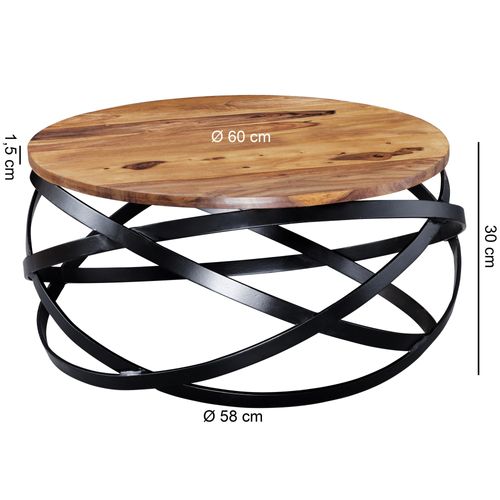 Table Basse Bois Massif Métal 60x30x60 Cm Table D'appoint Table De Salon