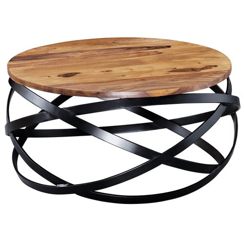 Table Basse Bois Massif Métal 60x30x60 Cm Table D'appoint Table De Salon
