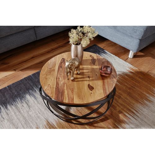 Table Basse Bois Massif Métal 60x30x60 Cm Table D'appoint Table De Salon
