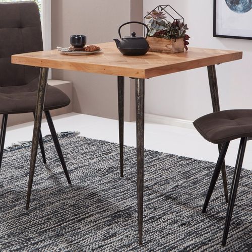 Table De Salle à Manger Bois Massif D’acacia Petite Carrée Industriel