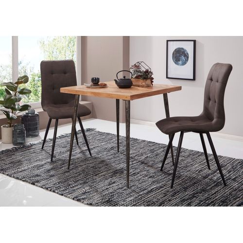 Table De Salle à Manger Bois Massif D’acacia Petite Carrée Industriel