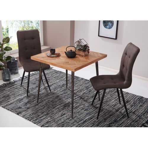 Table De Salle à Manger Bois Massif D’acacia Petite Carrée Industriel