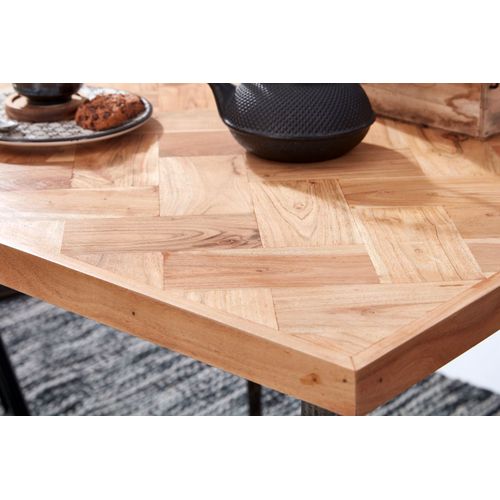 Table De Salle à Manger Bois Massif D’acacia Petite Carrée Industriel