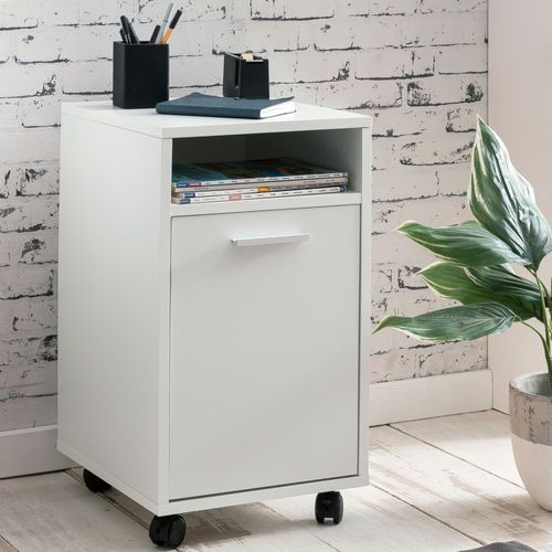 Caisson De Bureau 33x60x38 Cm Placard De Rangement Mobile Avec Roulettes Blanc