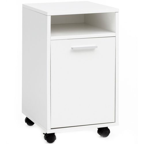 Caisson De Bureau 33x60x38 Cm Placard De Rangement Mobile Avec Roulettes Blanc