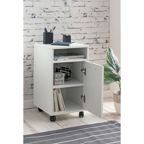 Caisson De Bureau 33x60x38 Cm Placard De Rangement Mobile Avec Roulettes Blanc