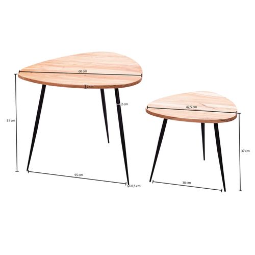 Tables Gigognes Ensemble Solide De 2 Tables D'appoint En Bois Et Métal