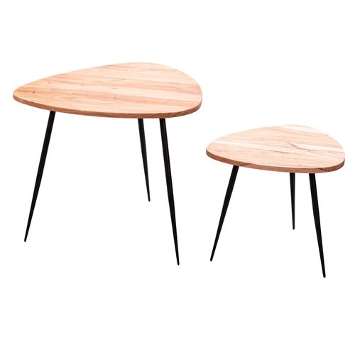 Tables Gigognes Ensemble Solide De 2 Tables D'appoint En Bois Et Métal