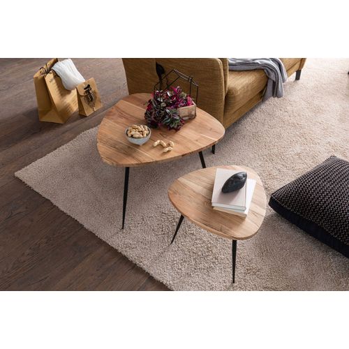 Tables Gigognes Ensemble Solide De 2 Tables D'appoint En Bois Et Métal