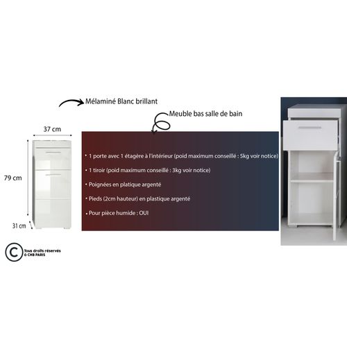 Meuble Bas - Blanc - 37/79/31