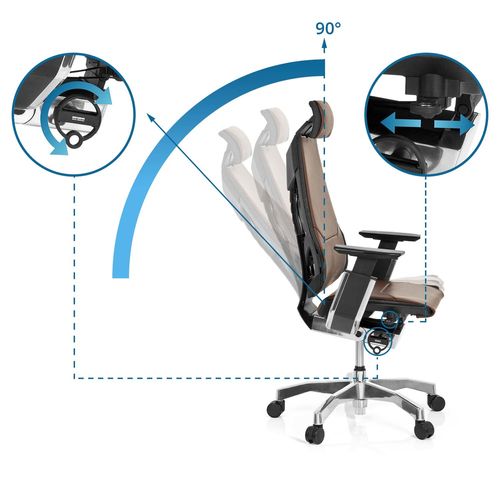 Fauteuil De Bureau Genidia Pro Cuir Marron/noir Accoudoirs Compris