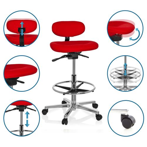 Tabouret De Bureau Work Mf Rouge