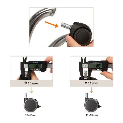 Roulettes 5x Rolo Stop 10mm/65mm Métal, Plastique Noir