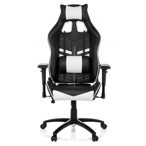 Fauteuil Gamer League Pro Simili Noir/blanc Avec Accoudoirs (réglables En Hauteur)