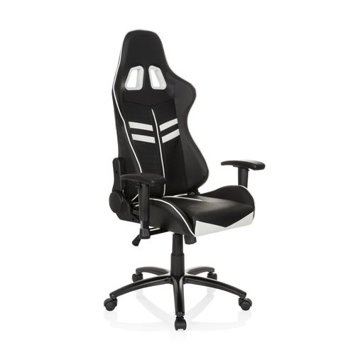Fauteuil Gamer League Pro Simili Noir/blanc Avec Accoudoirs (réglables En Hauteur)