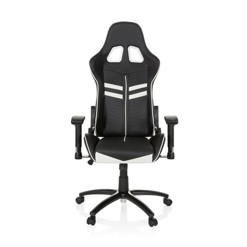 Fauteuil Gamer League Pro Simili Noir/blanc Avec Accoudoirs (réglables En Hauteur)