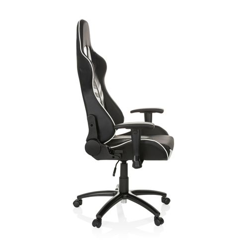 Fauteuil Gamer League Pro Simili Noir/blanc Avec Accoudoirs (réglables En Hauteur)