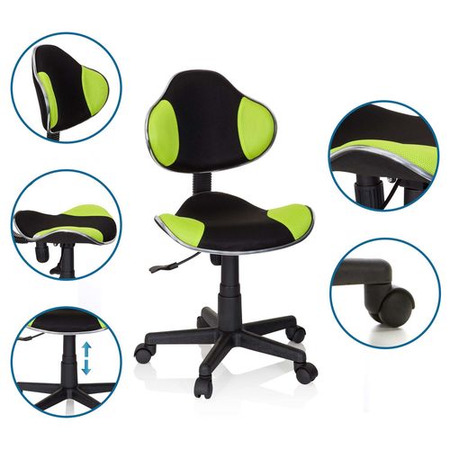 Chaise Pivotante Pour Des Enfants Kiddy Gti-2 Tissu Noir/vert Sans Accoudoirs