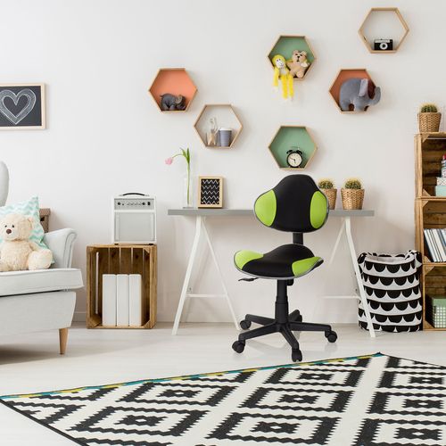 Chaise Pivotante Pour Des Enfants Kiddy Gti-2 Tissu Noir/vert Sans Accoudoirs