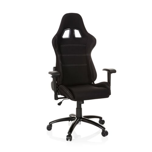 Fauteuil Gamer Game Force Tissu Noir Avec Accoudoirs (réglables En Hauteur)