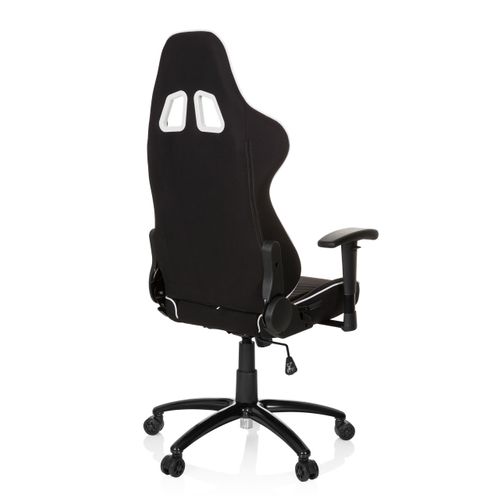 Fauteuil Gamer League Pro I Tissu Noir/blanc Avec Accoudoirs (réglables En Hauteur)