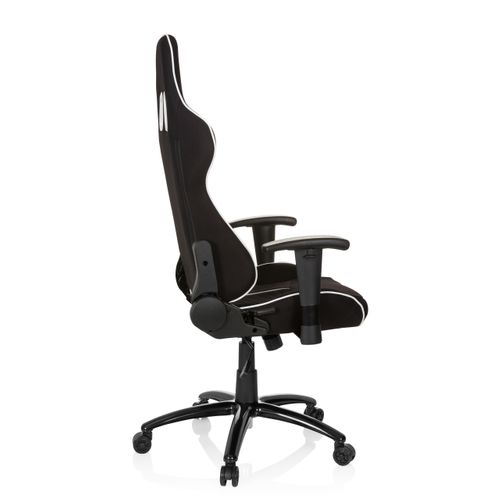 Fauteuil Gamer League Pro I Tissu Noir/blanc Avec Accoudoirs (réglables En Hauteur)