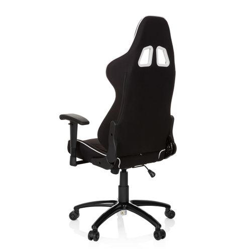 Fauteuil Gamer League Pro I Tissu Noir/blanc Avec Accoudoirs (réglables En Hauteur)