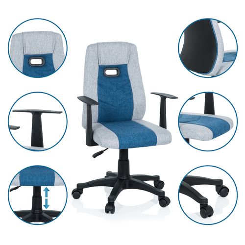 Chaise Pivotante Pour Des Enfants Kiddy Extra Tissu Gris/bleu Accoudoirs Compris