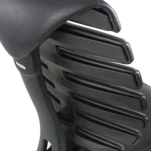 Chaise De Comptoir Ergo Line Ii Work Cuir Noir Accoudoirs "l" Fournis (réglables En Hauteur)