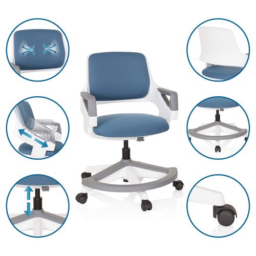 Chaise Pivotante Pour Des Enfants Kid Flex Tissu Bleu Gris Accoudoirs Compris