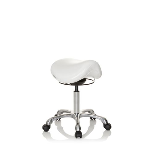 Tabouret De Selle Ortho Sit Simili Blanc Sans Accoudoirs