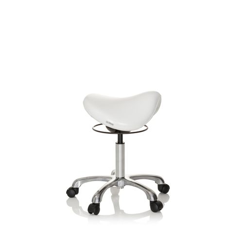 Tabouret De Selle Ortho Sit Simili Blanc Sans Accoudoirs
