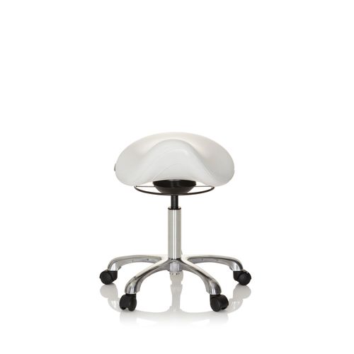 Tabouret De Selle Ortho Sit Simili Blanc Sans Accoudoirs