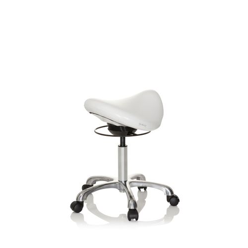 Tabouret De Selle Ortho Sit Simili Blanc Sans Accoudoirs