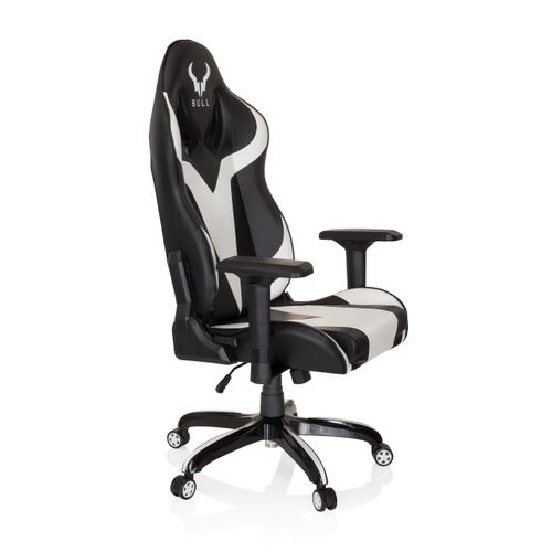 Fauteuil Gamer Promoter I Simili Noir/blanc Avec Accoudoirs (réglables En Hauteur)