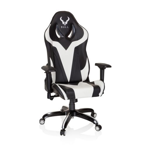 Fauteuil Gamer Promoter I Simili Noir/blanc Avec Accoudoirs (réglables En Hauteur)