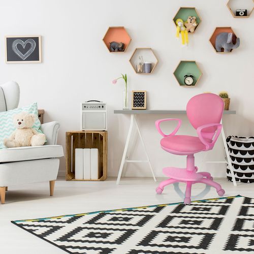 Chaise Pivotante Pour Des Enfants Kid Colour Tissu Rose Accoudoirs Compris