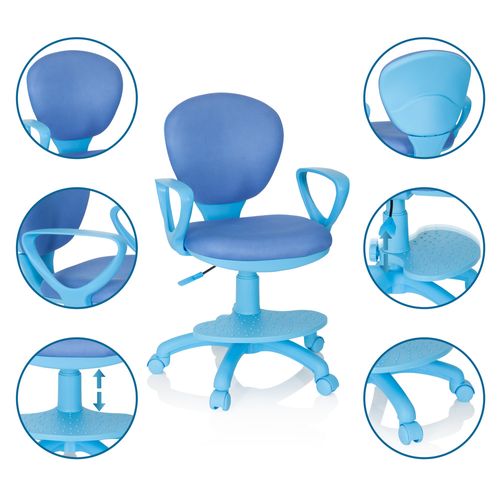 Chaise Pivotante Pour Des Enfants Kid Colour Tissu Bleu Accoudoirs Compris