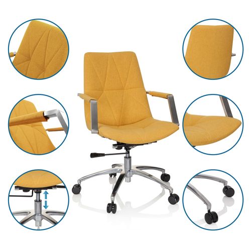Chaise De Bureau Saranto Ii Tissu Moutarde Accoudoirs Compris