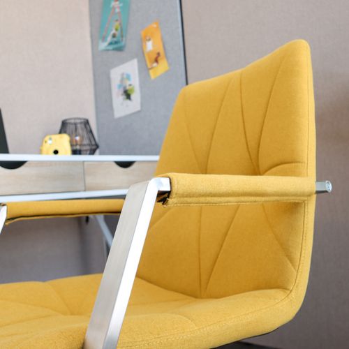 Chaise De Bureau Saranto Ii Tissu Moutarde Accoudoirs Compris