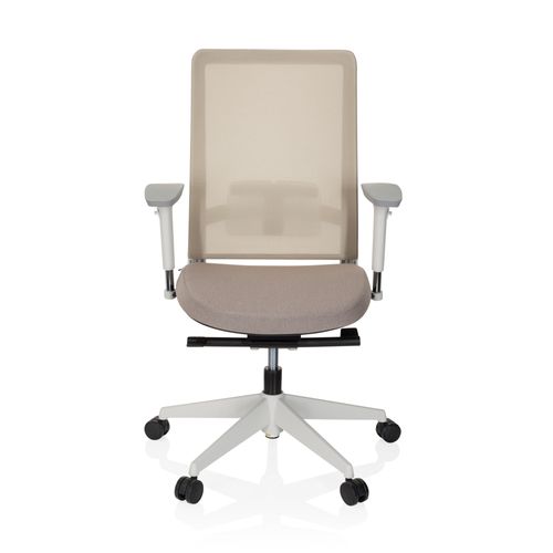 Fauteuil De Bureau Pure White Tissu / Tissu Maille Beige Avec Accoudoirs (réglables En Hauteur)