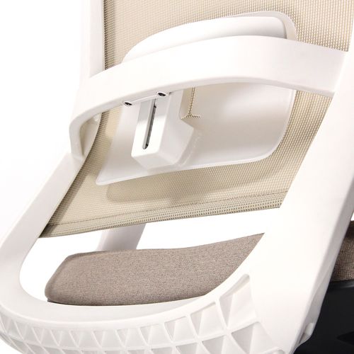 Fauteuil De Bureau Pure White Tissu / Tissu Maille Beige Avec Accoudoirs (réglables En Hauteur)