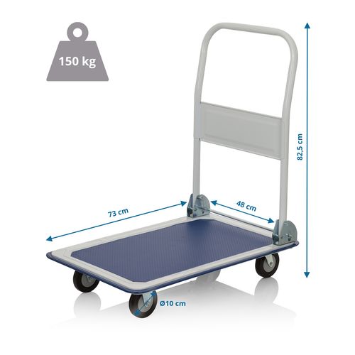 Chariot à Plateforme Carry Tôle En Acier Bleu/blanc