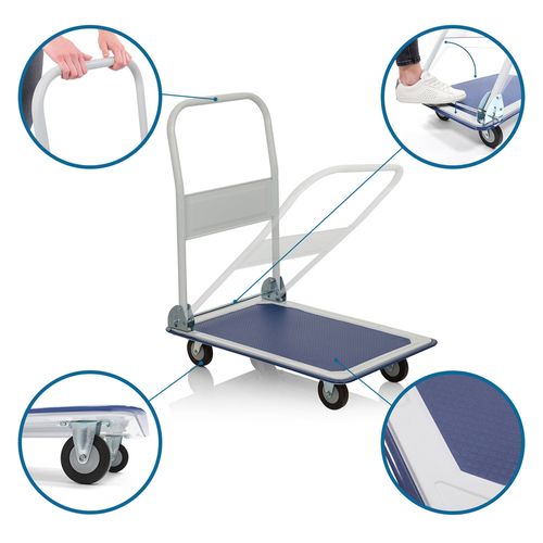 Chariot à Plateforme Carry Tôle En Acier Bleu/blanc