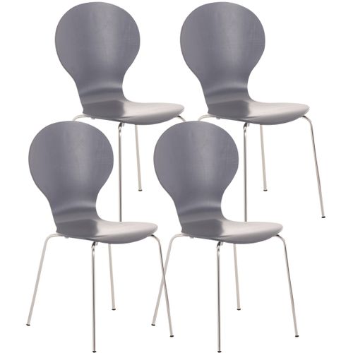 Lot De 4 Chaises Empilables En Bois Diego Gris